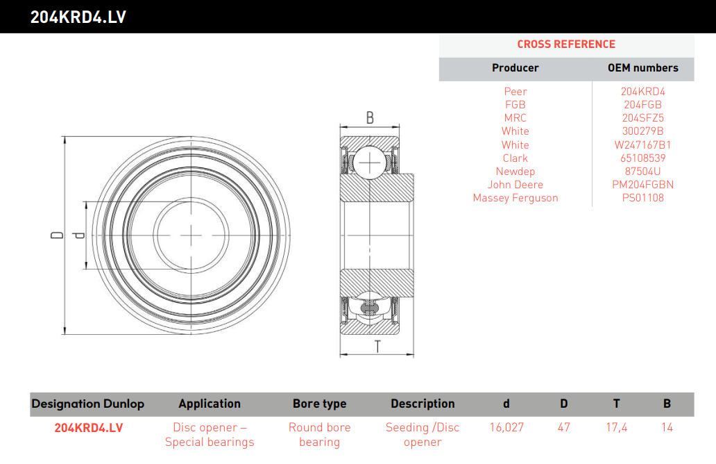 204KRD4 Bearing Diagram